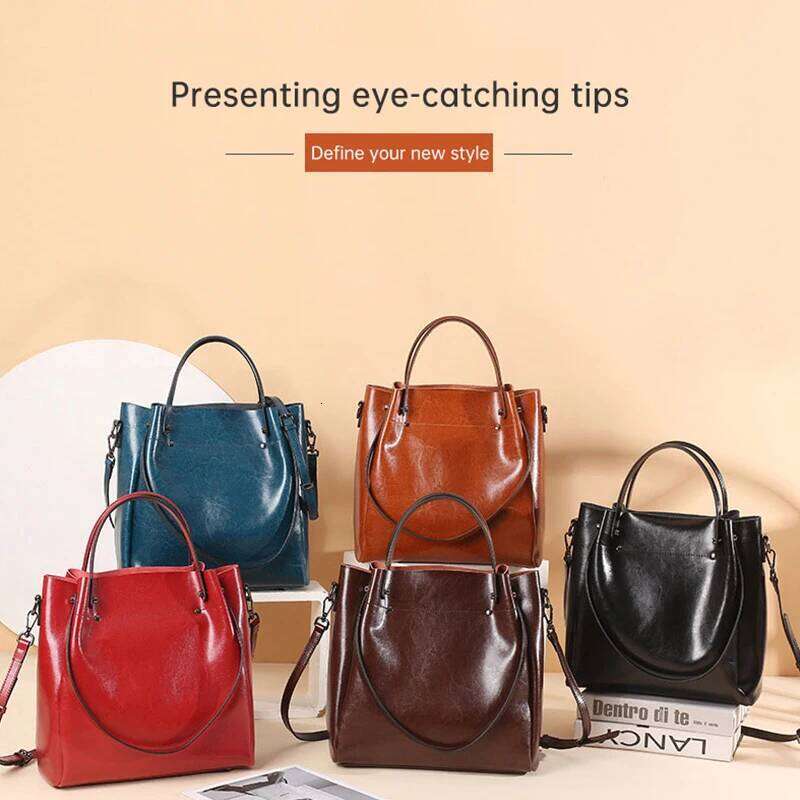 New Leather Women's With Cowhide, Capacity, Fashionable And Versatile, Single Shoulder Crossbody Handbag, Large Bag
