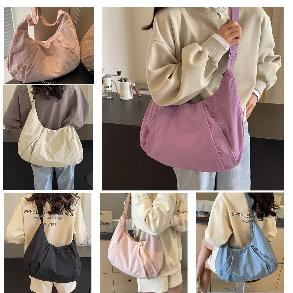 Lightweight pleated dumpling bag womens casual crossbody largecapacity versatile solidcolor singleshoulder ADH 250528