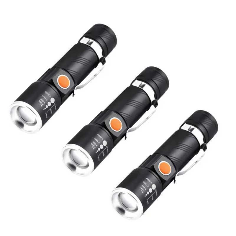 YS00057- Aluminum alloy LED flashlight outdoor portable night fishing strong light flashlight USB charging handheld flashlight XJ250529