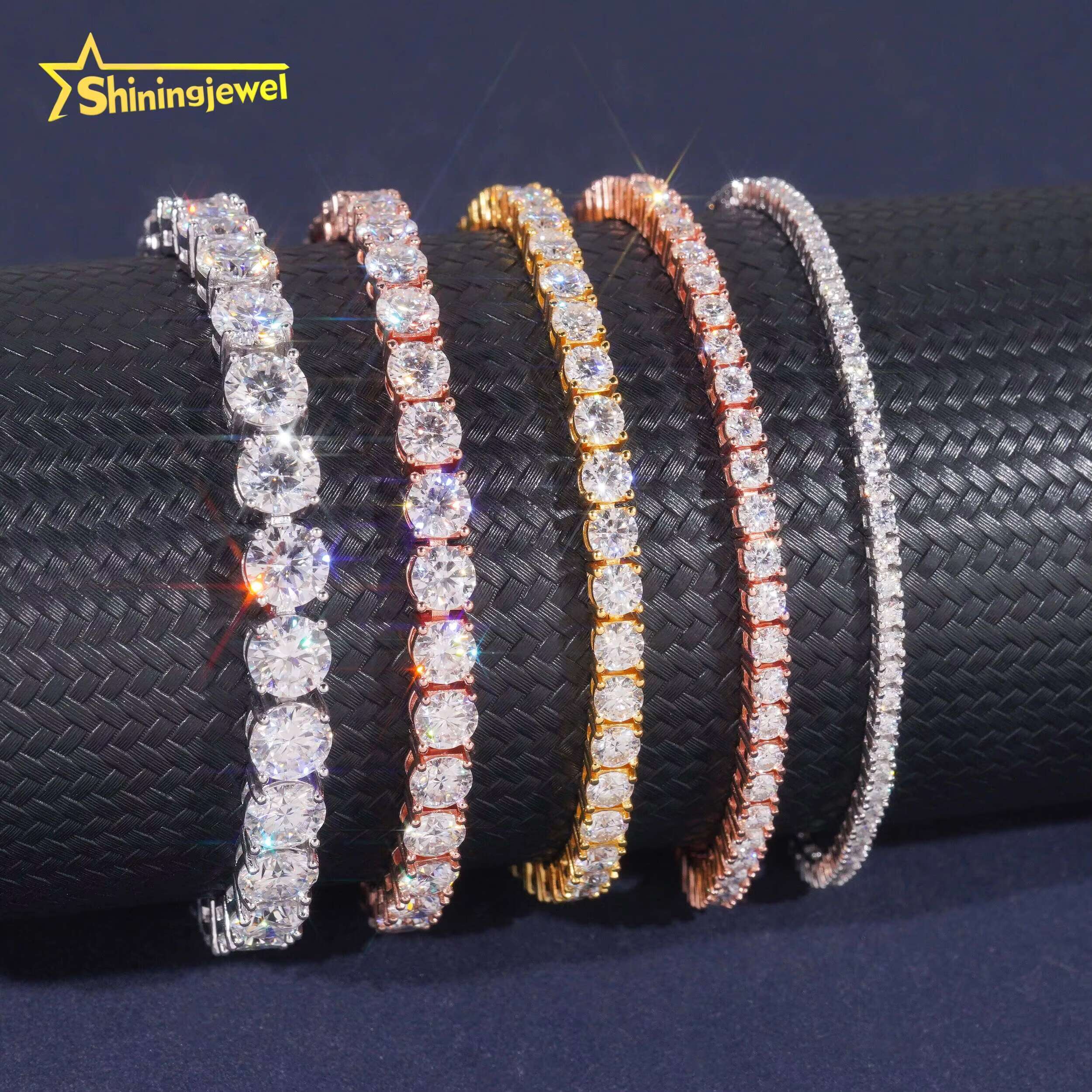 Iced Out Bling Vvs1 D Color Moissanite Diamond Tennis Chain Necklace S925 Sterling Silver