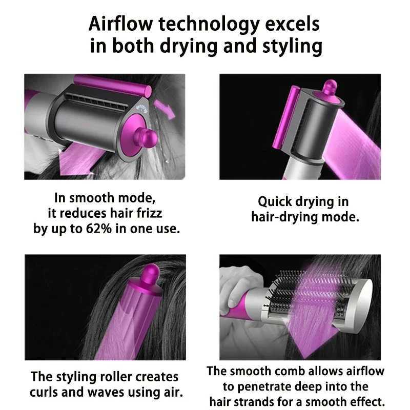 6IN1 Multi Hair Styler 1300W High Power Combines Drying Straightening and Curling Functions Suitable for Home and Salon UseXJ250528