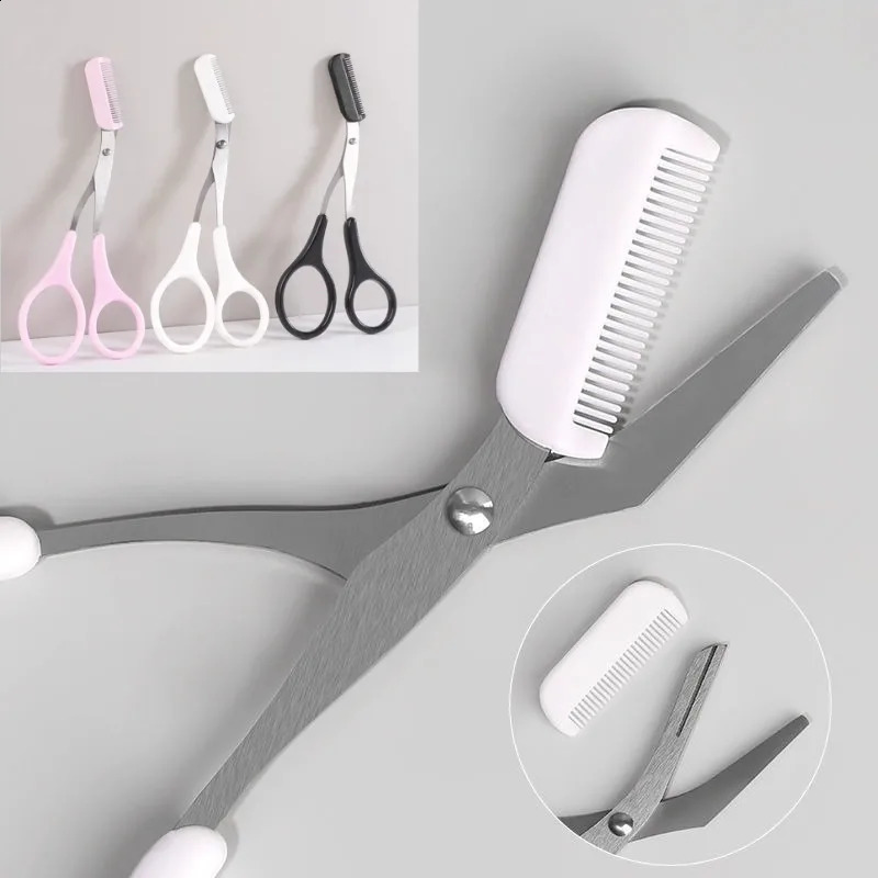 1 Piece Safe Eyebrow Trimmer Stainless Steel Scissors with Comb Hair Removal Shaver Eyebrows Shaping Makeup Tool 250516