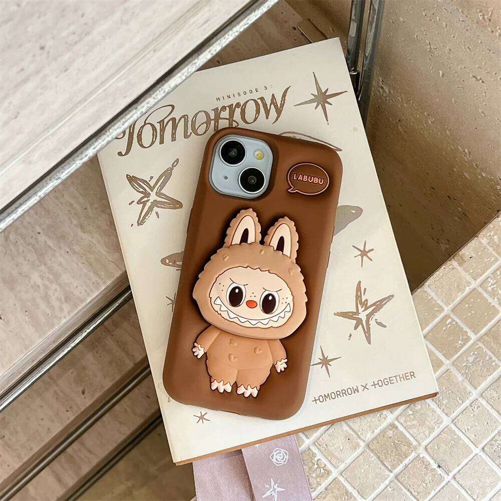 For iPhone 16 15 14 13 12 11 Pro X Xr Xs Max 7 8 Plus 3D Rabbit Elf Cartoon Labubu Phone Cases Holder Soft Silicone Cover