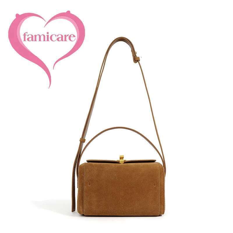 2023 Korean Vintage Box Women Split Cowhide Leather Underarm Shoulder Bag Lady Ins Fashion Small Square Messenger Handbag