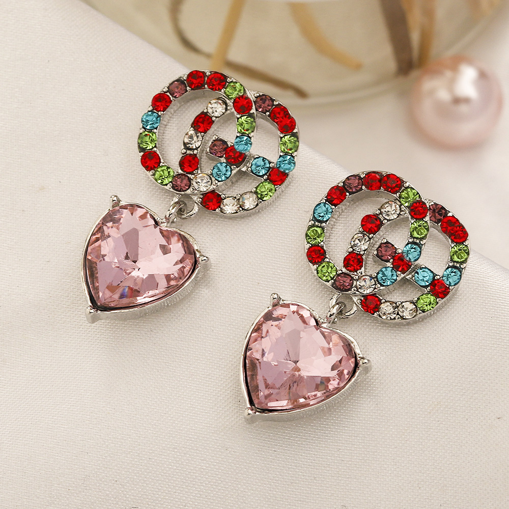 Stylish Earrings Multicolor Crystal Ear Stud Famous Women Geometry Deisgner Letter Stainless Steel Pearl Earrings Bride Wedding Party Jewelry Christmas Gifts