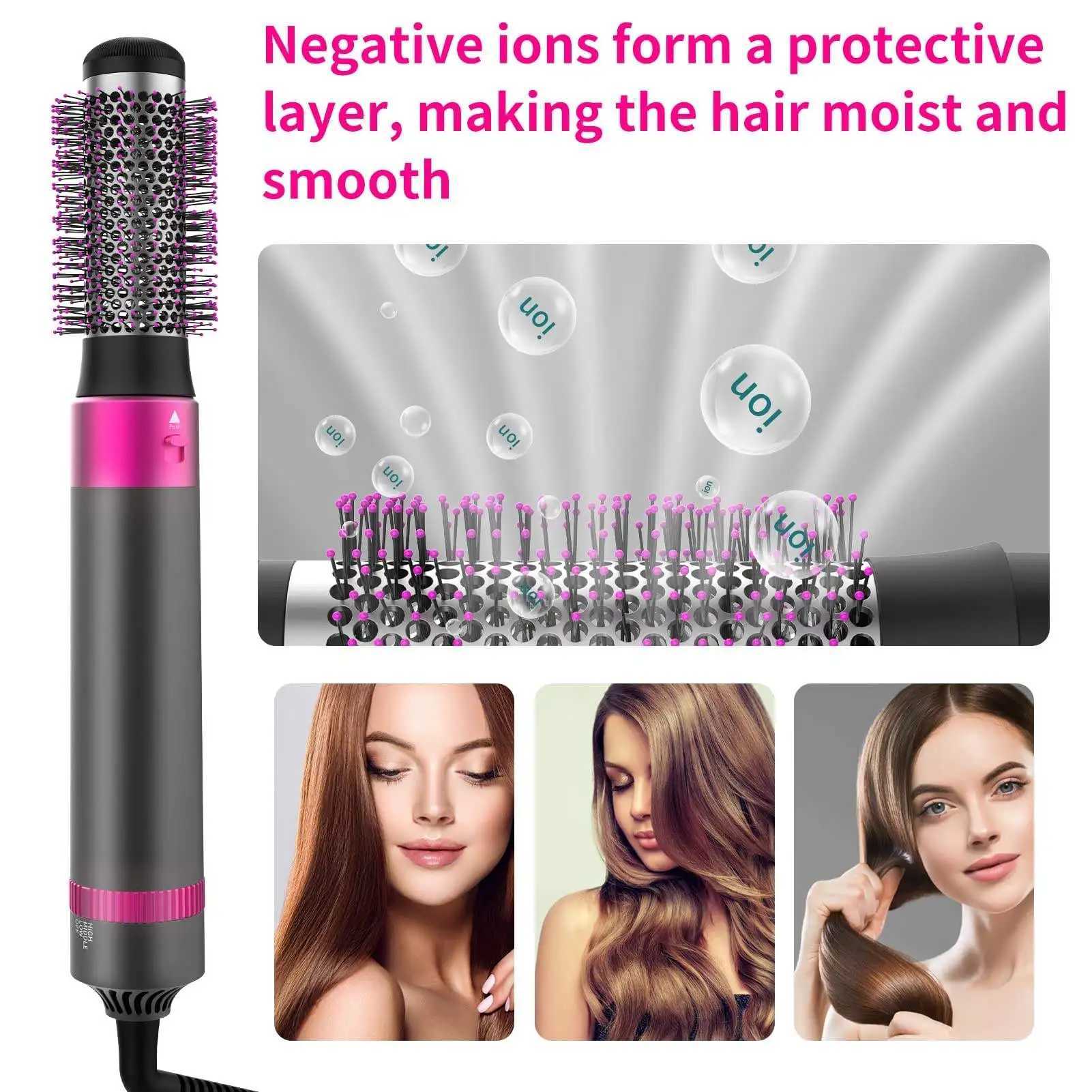 5 in 1 Hot air Comb Hair Styling Curling Iron Hair Dryer Comb Hot Air Brush Professional Complete Styler SetXJ250528