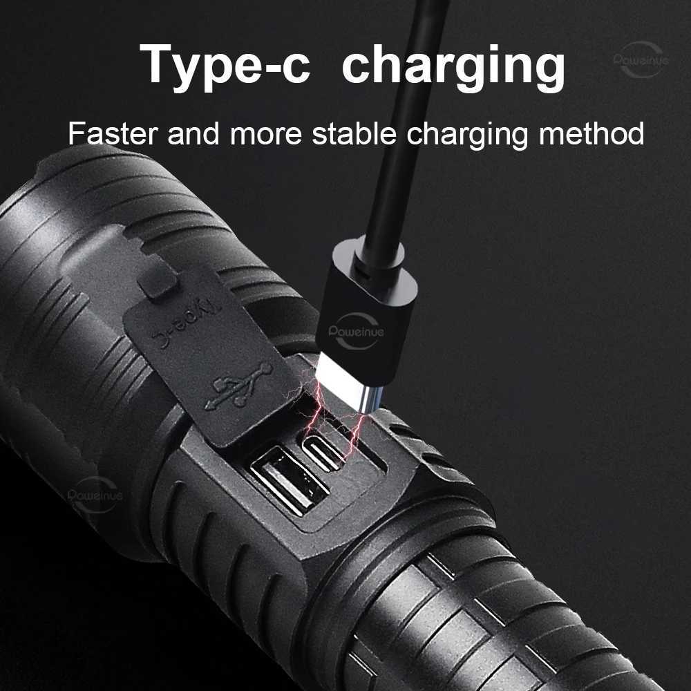1000000 LM 10000mAh High Power LED Flashlights Zoom Long Range Torch USB Rechargeable LED Torch Powerful Strong Tactical Lantern XJ250529
