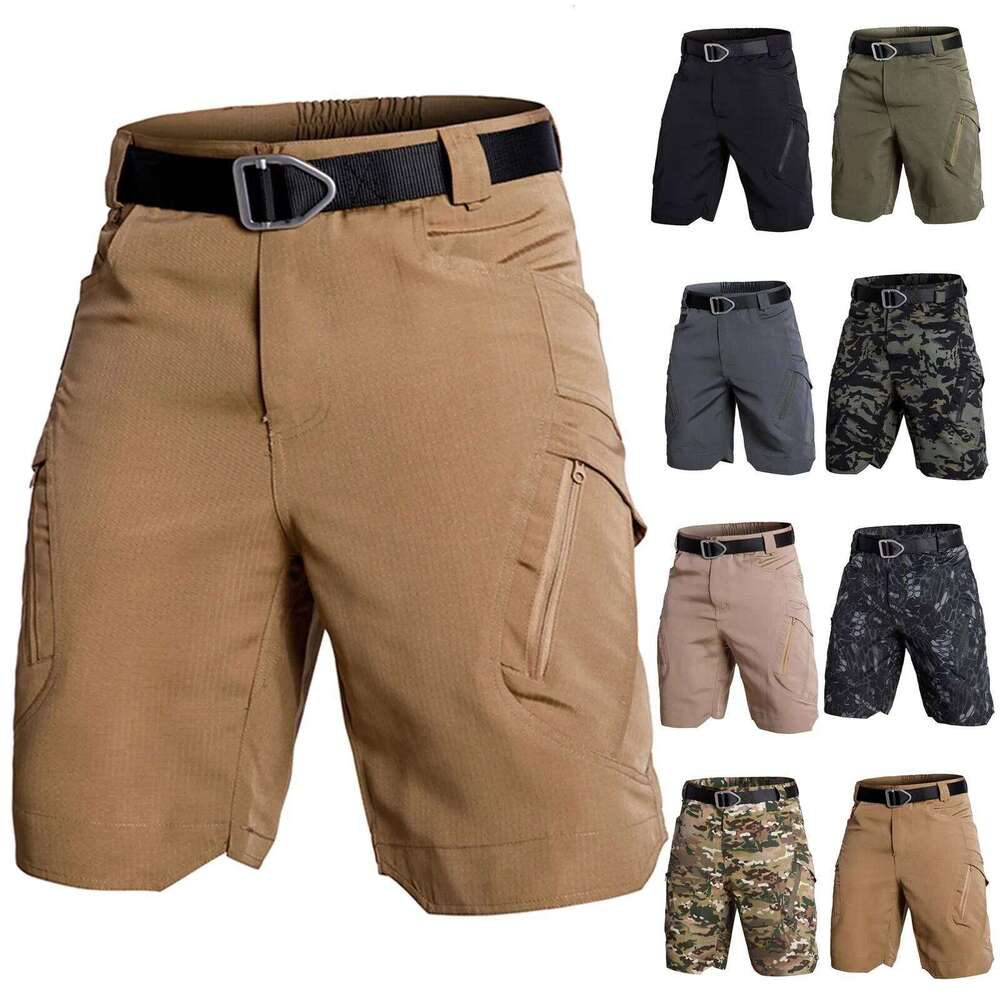 Women's Wear Solid Color Overalls Multi-Pocket Work Men's Loose Outdoor Sports Casual Shorts (Without Belt) Ropa Hombre