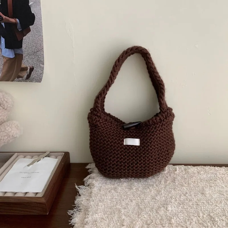 Summer Fashion Handwoven Handbag Knitted Crochet Beach Shoulder Bag Hollow Womens Knitted 250528