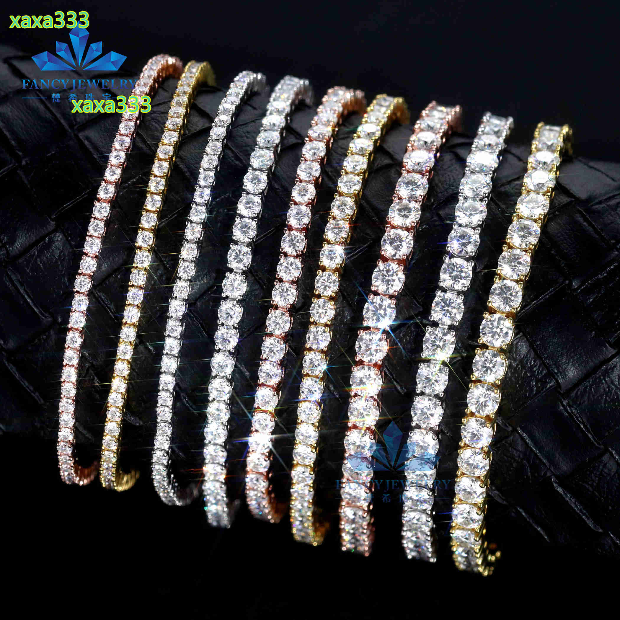 2025 Popular VVS Moissanite Tennis Bracelet Classic 925 Sterling Silver Diamond Gift Women/Men/Childrens Parties Size Range