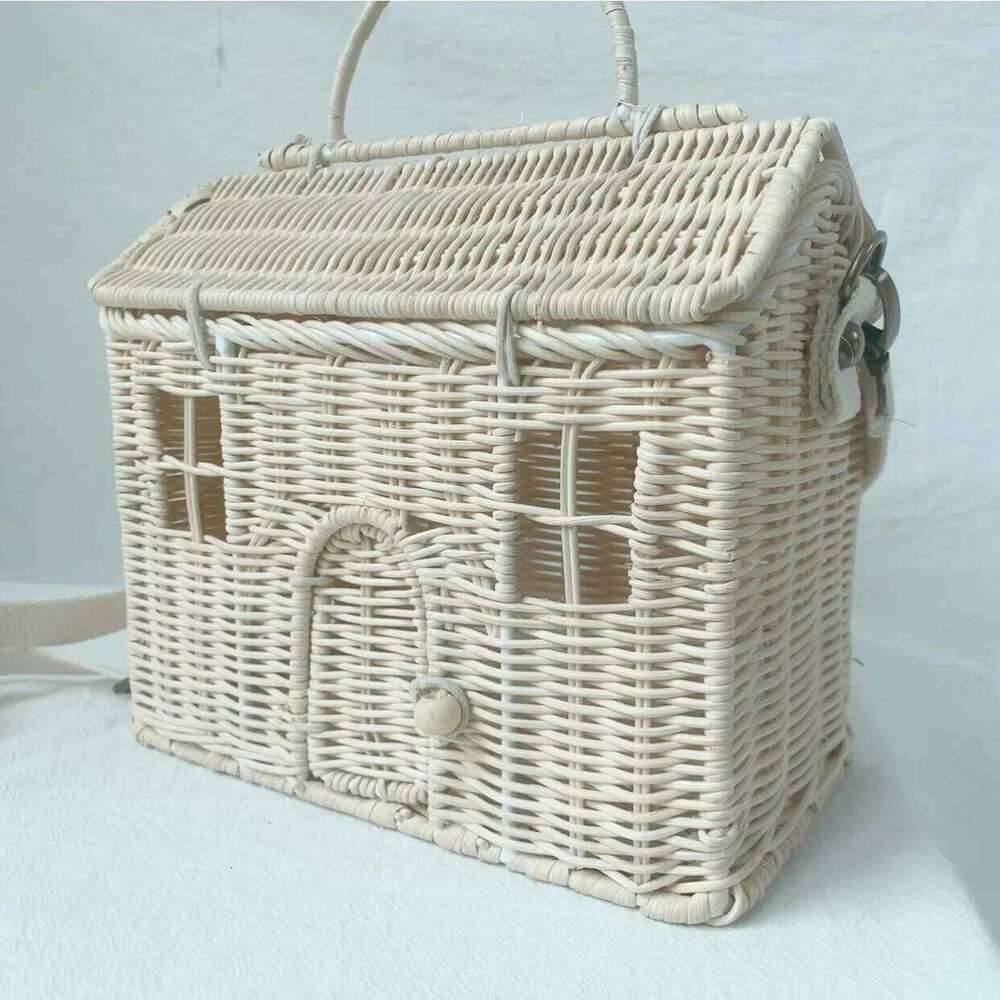 Women's Bags Designer Bohemian Woven House Straw Handmade Wicker Rattan For Women Travel Box Beach Bag Handbags And Purses Shoulder Bags NEW