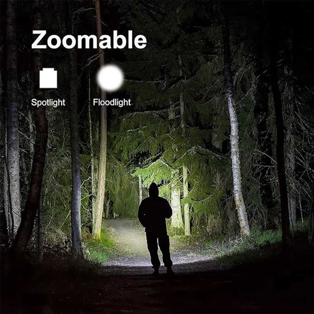 High Power LED Flashlight 5 Modes Zoomable Aluminium Camping Torch Waterproof Uses 3 AAA Batteries for Outdoor Activities XJ250529