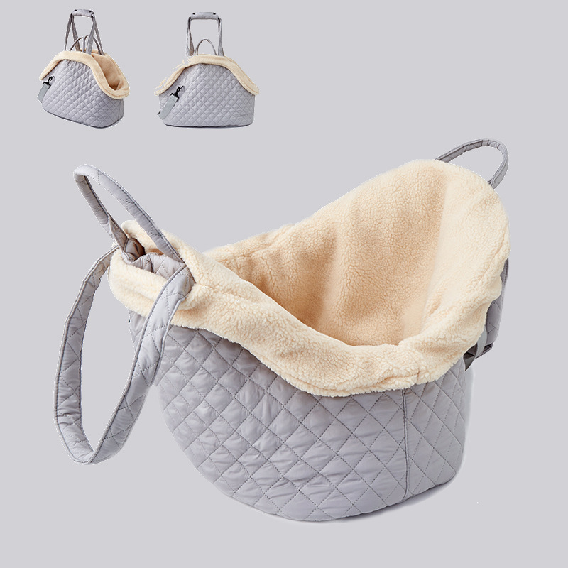 Quilted Soft Pet Carrier Tote Bag for Small Dogs & Cats - Breathable Travel Shoulder Purse with Cozy Bed, Portable Puppy Kitten Handbag