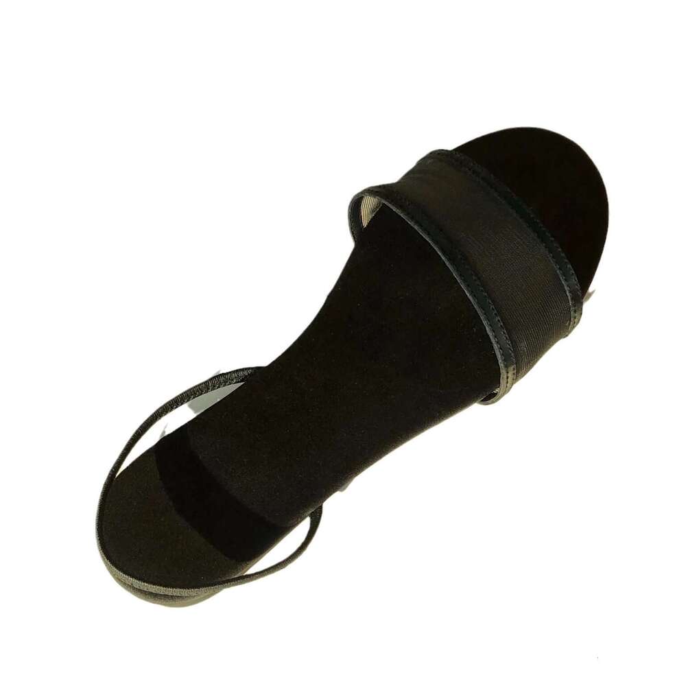 Genuine Leather One-Strap Mesh Flat Slippers for Women, Summer New Open-Toe Round-Toe Two-Way Fashion Versatile Sandals