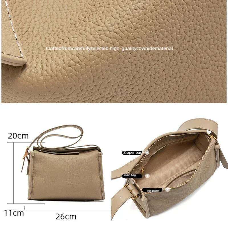 Women's Shoulder Genuine Cowhide Leather Casual Large Capacity Bucket Ladies Elegant Crossbody Bag Designer Supplier