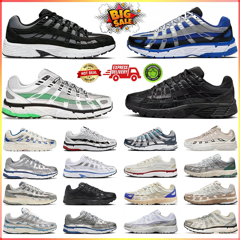 Designer Running Shoes P6000 P 6000 Men Women Sneakers Triple Black White Khaki Wolf Grey Metallic Sier Racer Blue Womens Outdoor Sports Eur 36-45