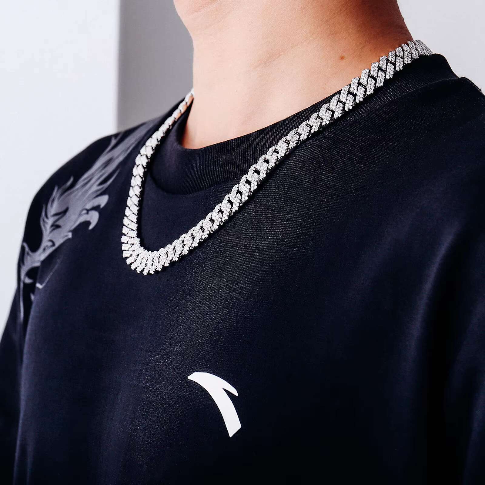 Hip Hop Style Cool 10MM 2rows Cuban Link Chain 925 Sterling Silver Moissanite Hiphop Fine Jewelry Women Men Necklace Bracelet