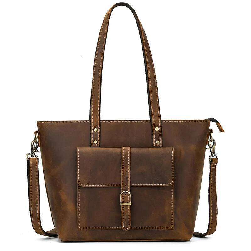 Designer Bag Genuine Totes Travel Custom Name Gift Leather Women Bag Business Crazy Horse Computer Handbag