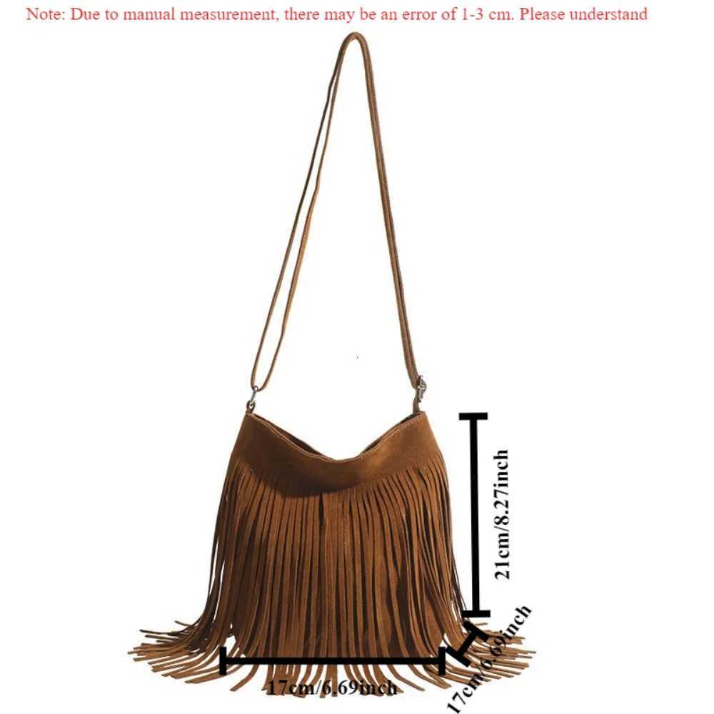 Boho Style Fringe Crossbody Bag Vintage Suede Shoulder Bag Women Large Capacity Casual Fringe Postman Shoulder Bag 2025 XJ2520528