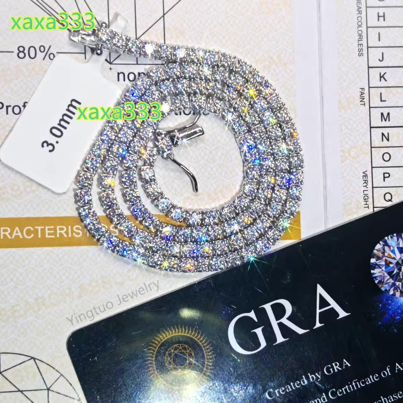 Wholesales Price 3mm Luxury Hip Pop S925 18K Gold Plated Moissanite Tennis Bracelet 3mm Fashionable Necklaces Bracelets