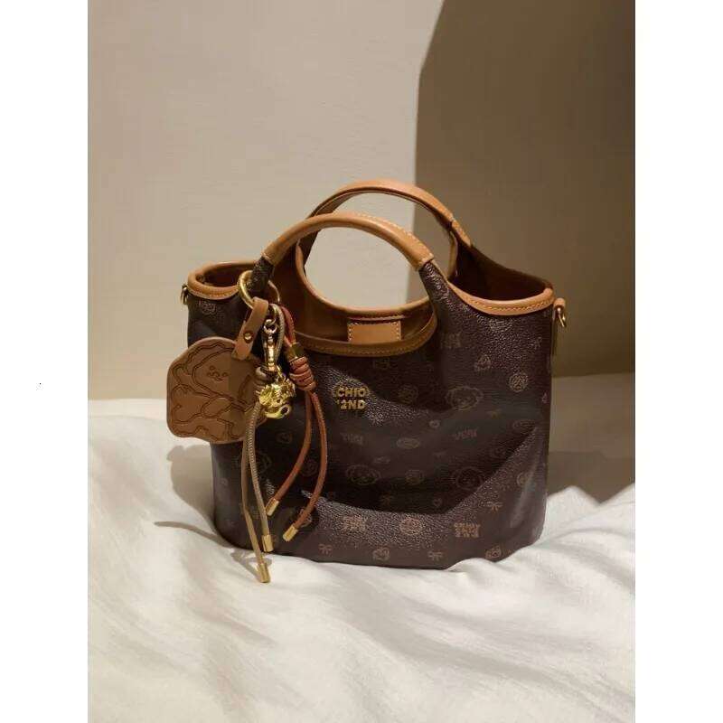 Color Blocked Old Flower Dog Danube River Tote Bag, Women's New Handbag, Single Shoulder Crossbody Bag