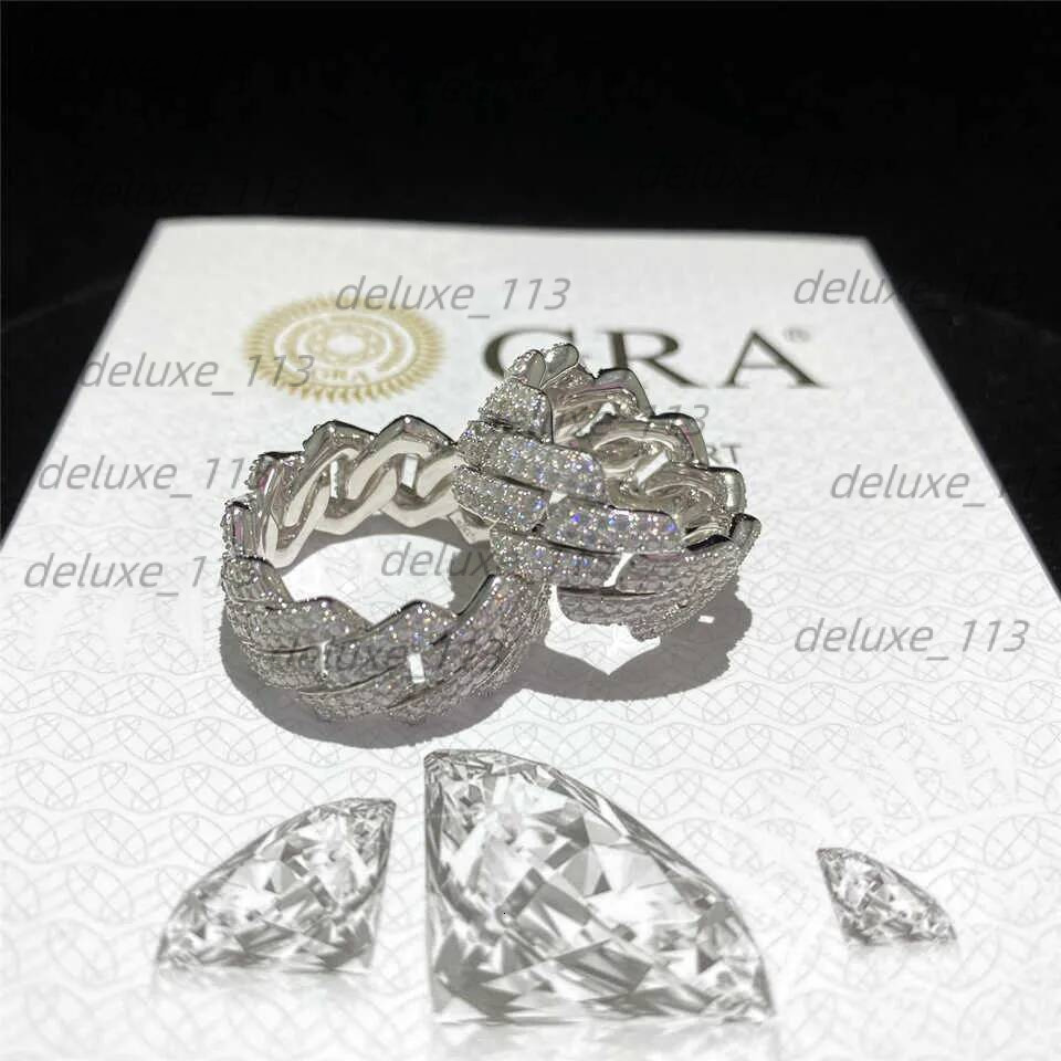 Band Custom Hip Hop Sterling Sier Vvs Moissanite Dia Rings Men Iced Out Ring Gold Plated Cuban