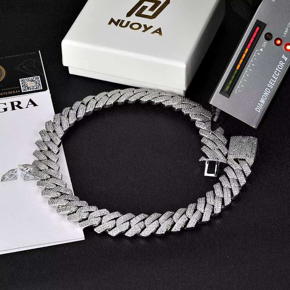 Pass Diamond Miami Moissanite Cuban Link Hip Hop Jewelry Shiny 925Sterling Necklace VVS Diamond Chain