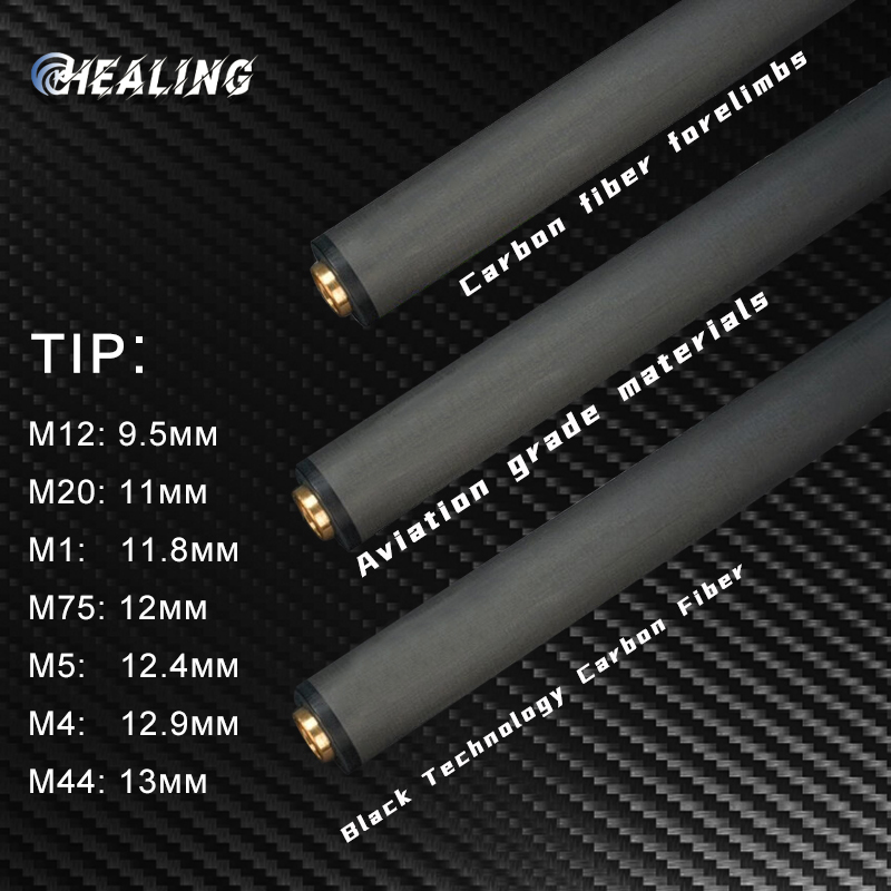 OKHEALING 29in 5/16-18 Carbon Fiber Pool Cue Single Shaft, Customized Tip 9.5mm, 11mm, 11.8mm, 12mm, 12.4mm, 13mm, Low Deflection Technology, Ultra-Sm