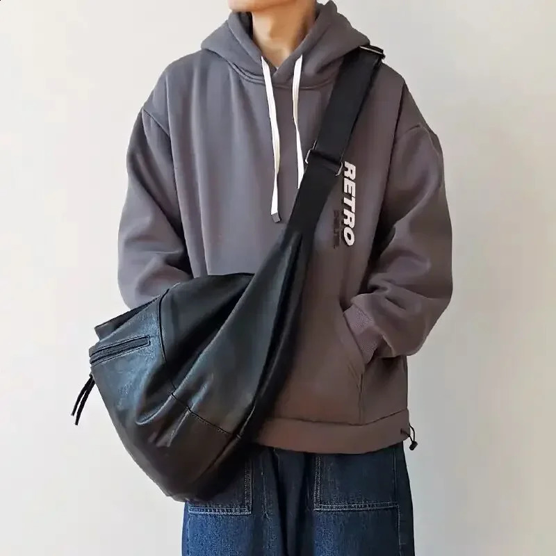 Miyagawa Retro Korean Version Ins Hobos Bag Causal Large Capacity PU Soft Simple and Casual Tote Leather Shoulder Bags 250523