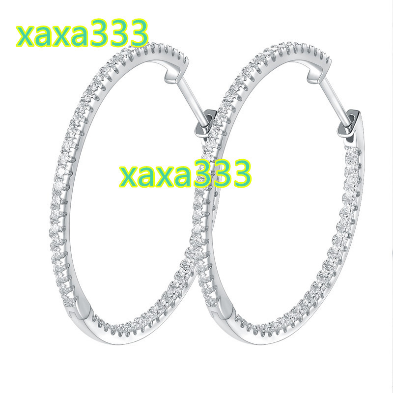 2023 Statement Fine Fashion Jewelry 925 Sterling Silver Women Female White Big Moissanite Hoops Earrings Diamond