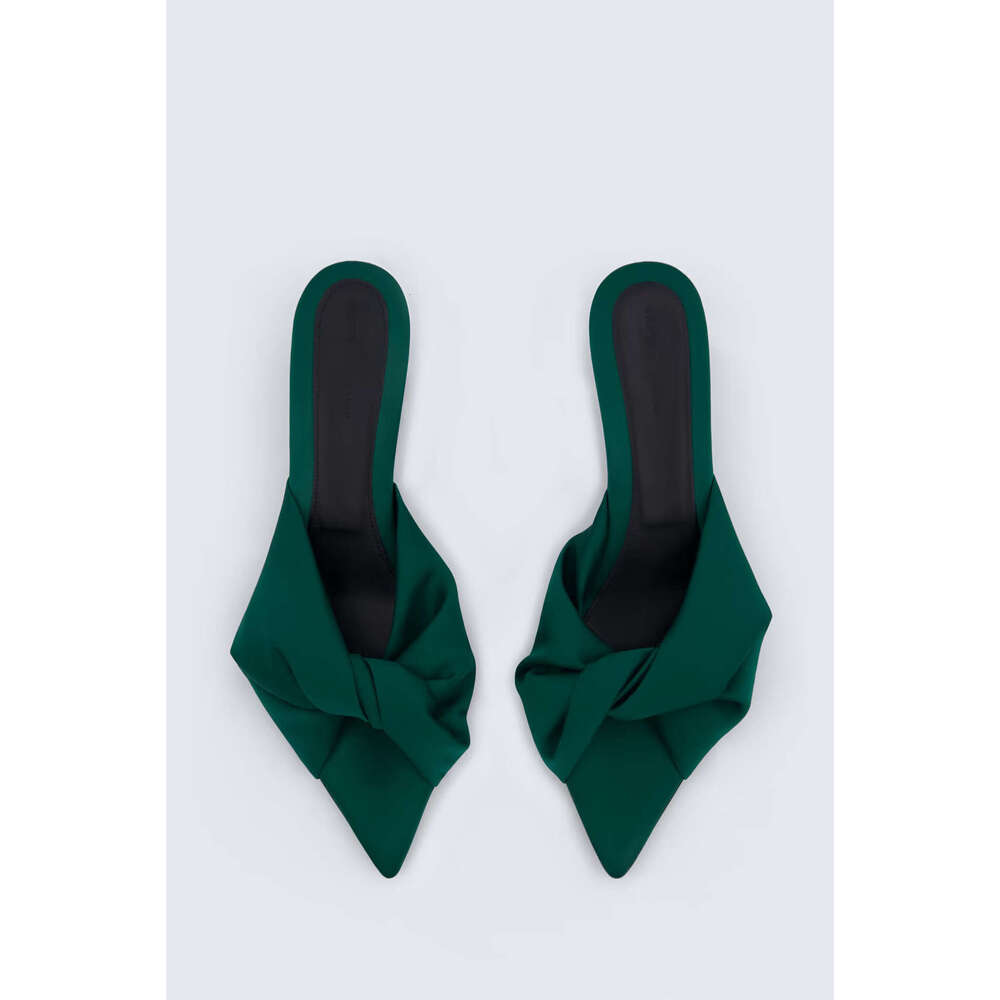 Sheepskin Version ~ French Runway Style Satin Pointed Stiletto Heel Sandals for Women Outdoor 2025 Summer Open Toe Slippers