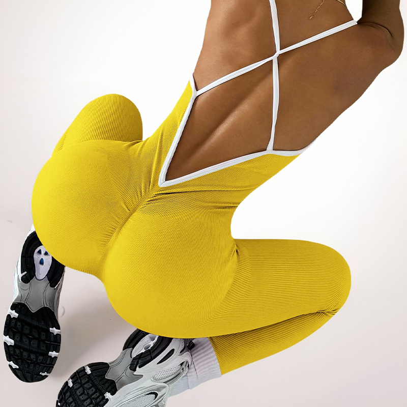 Breathable Womens Workout Jumpsuit Crossback Design with Crisscross Strap Support for Seamless Movement During Fitness Activities