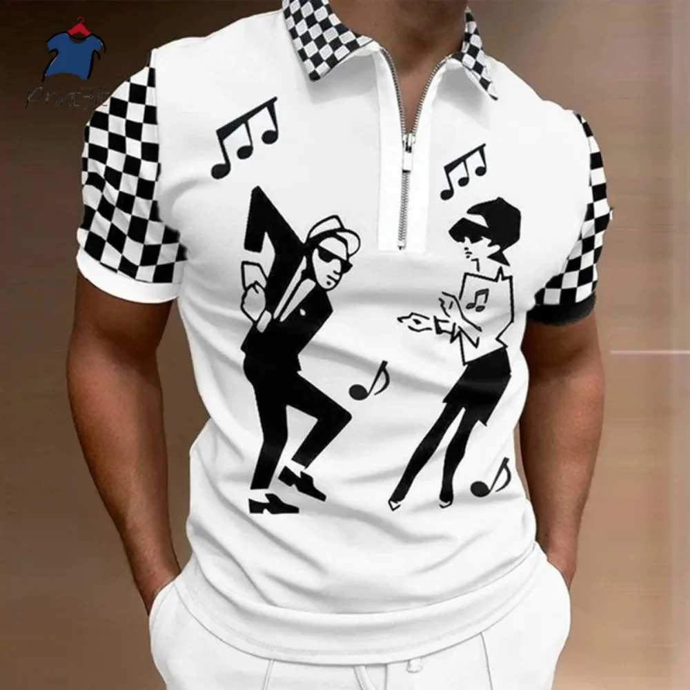 Mens Polo Golf Plaid Turndown Short Sleeve Zipper Clothing Funny Comfortable Beach Tee Man Tops Original Shirts Quality 250528