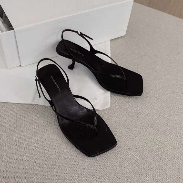 French Style High Heels Thin Heel Summer Fashion Toe Post Women 2025 New Back Strap Thong Sandals