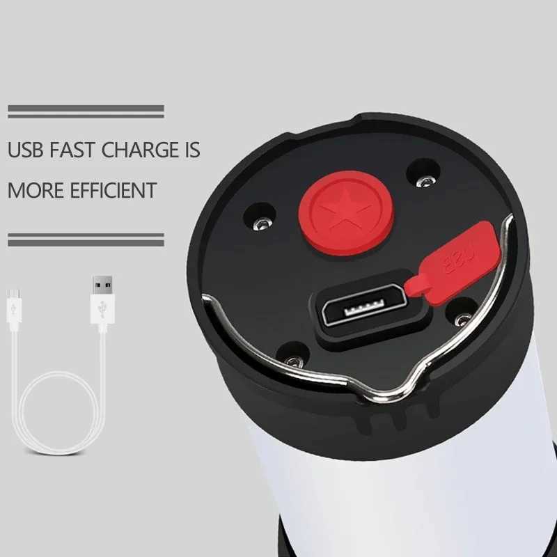 Magnetic Portable White Red Camping Lantern 5 Level Brightness Hanging Tent usb rechargeable Emergency Flashlight+18650 Battery XJ250529