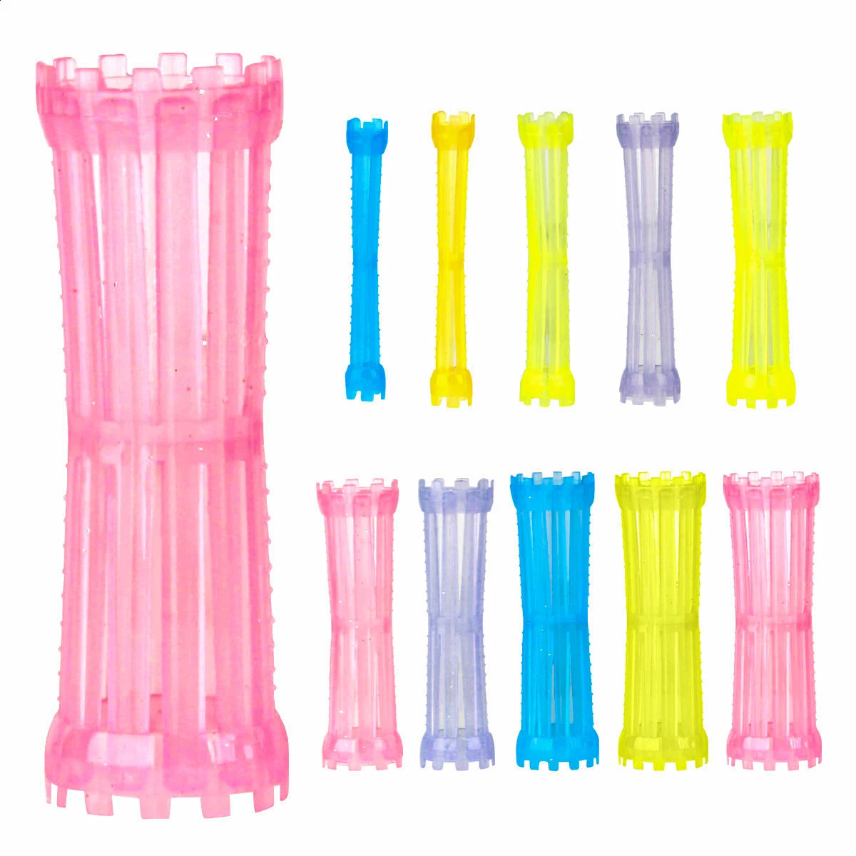 30pcs/set Crystal Hollow Cold Perm Rods with Rubberbands Anion Clear Stretch Classic Transparent Sleep Curler Bars Heatless 1901 250519