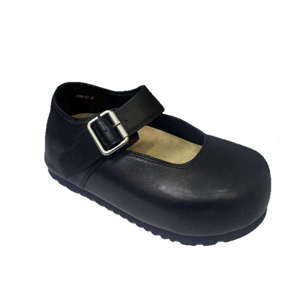 Cowhide Version ~ Korean Style Chunky Hidden Heel Shallow Mouth One-Strap Single for Women 2025 Spring Summer Mary Jane Shoes