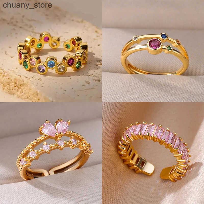 Pinky Zircon Ring for Women Stainless Steel Gold Color Ring 2025 Trend Couple Waterproof Aesthetic Wedding y2k Jewelry rings z250529D89C