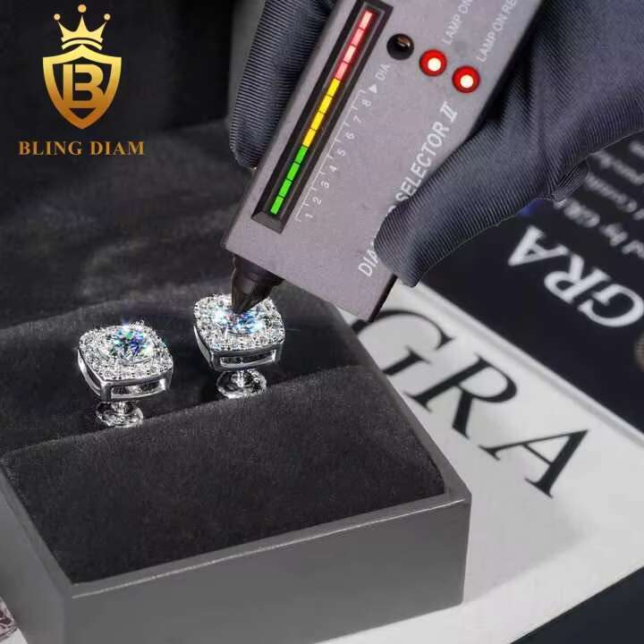 Wholesale Price 7.5mm Moissanite Stud Earrings 925 Sterling Silver Screw Iced Out Hip Hop Earring for Women Men