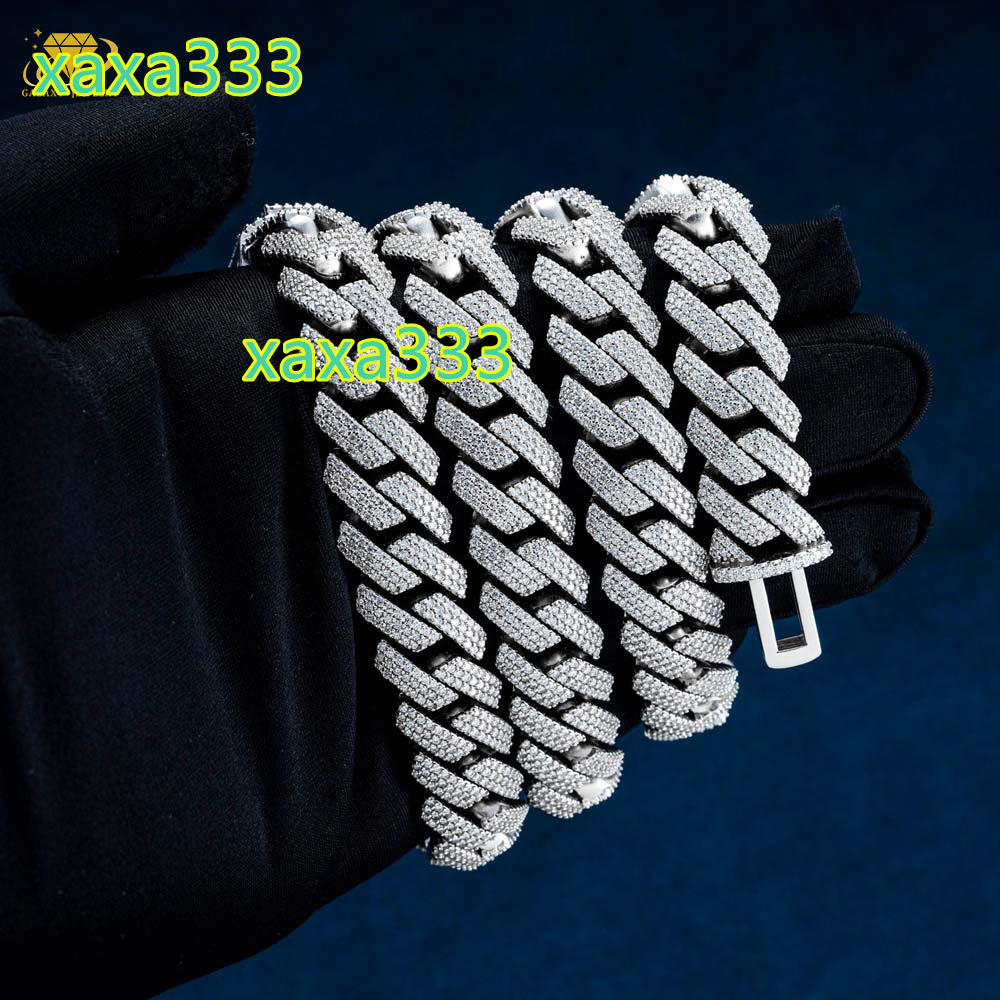 Hip Hop Jewelry Cubana 6-20mm 925 Sterling Silver VVS Moissanite Diamond Iced Out Cuban Link Chain Necklace Bracelet for Men