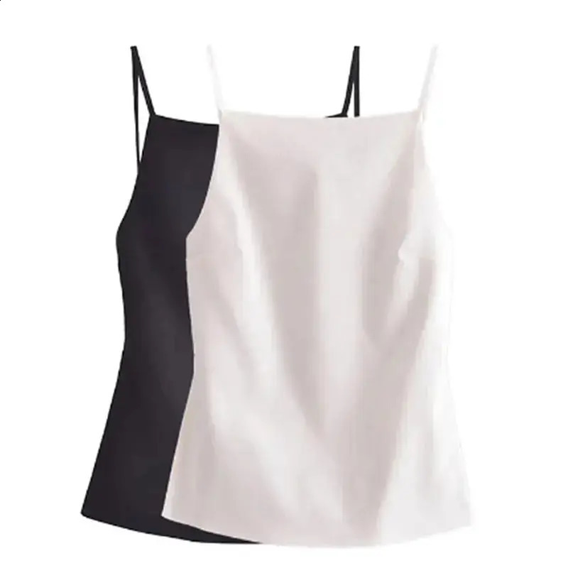 Women Fashion Solid Lace Up Backless Camisole Vintage Thin Straps Square Collar Female Chic Lady Tops 250527