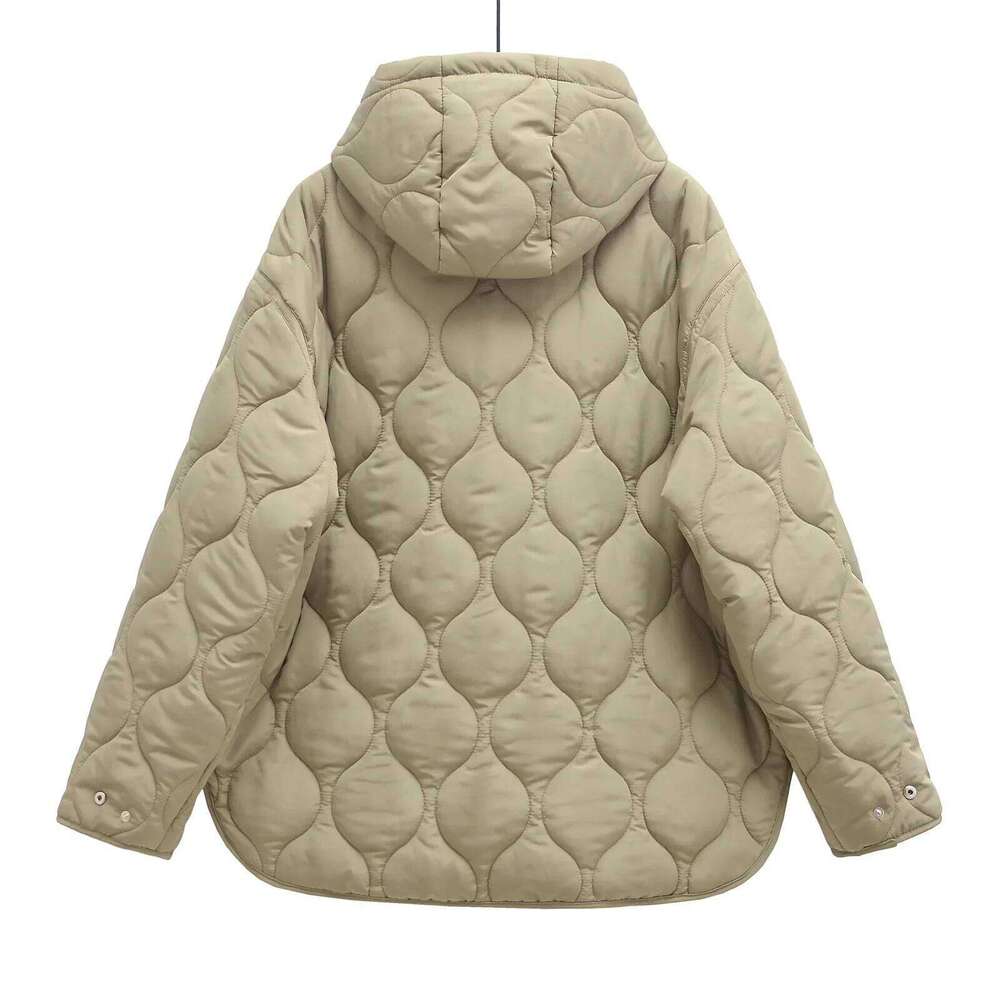 Winter New Style American Women's Hooded Long Sleeve Cotton Padded Jacket Loose Fit Casual Cardigan Large Size Lifestyle Co