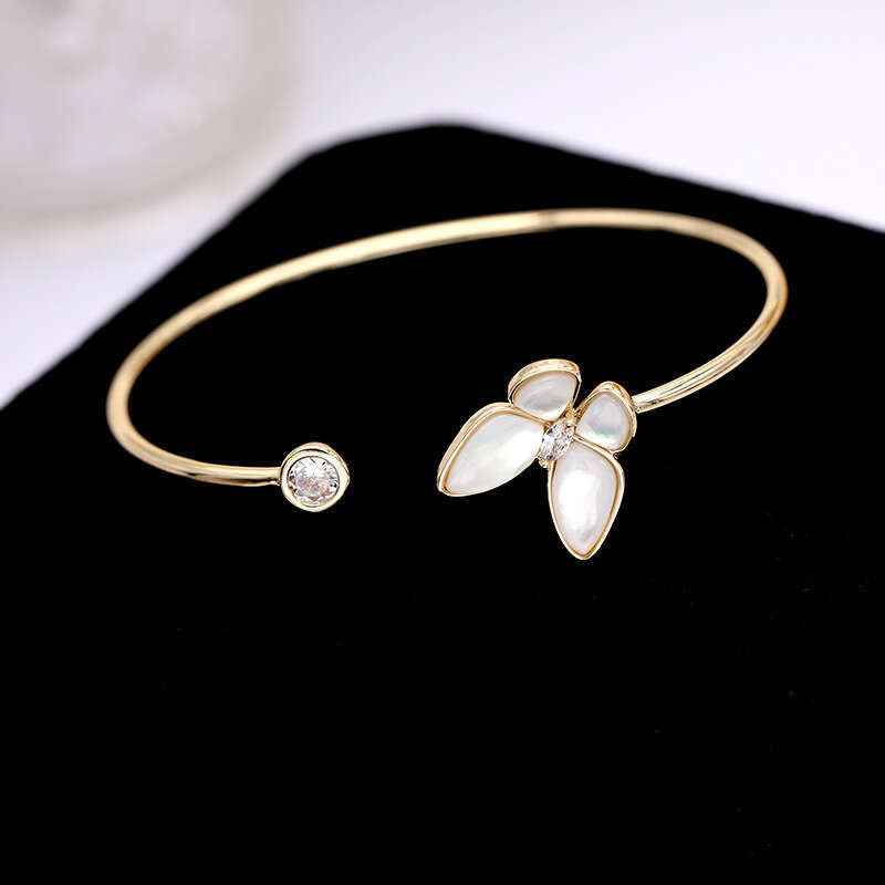 Korean New Style Personality Jewelry Simple Bracelet Metal Design Sense Adjustable Shell Butterfly Bangle