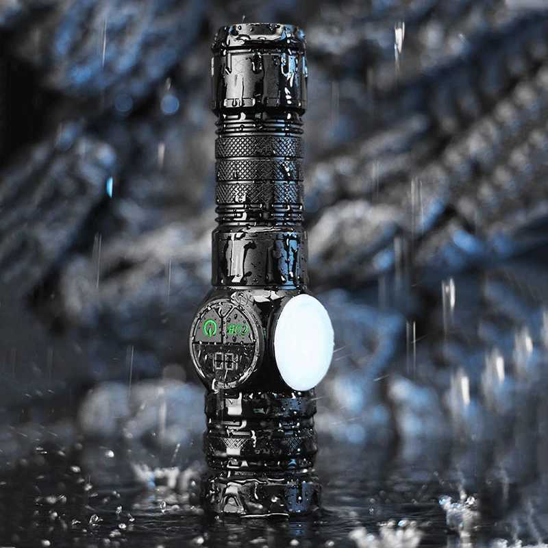 Rechargeable LED Flashlight Powerful Battery Flash Light with Tail Magnet Zoom Torch Light Long Range Lamp for Camping XJ250529