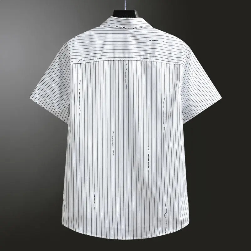 Mens Clothing Fashion Stripe Short Sleeve Shirt Summer Stylish Top Trendy Streetwear Cool Casual Mens Shirt 250527