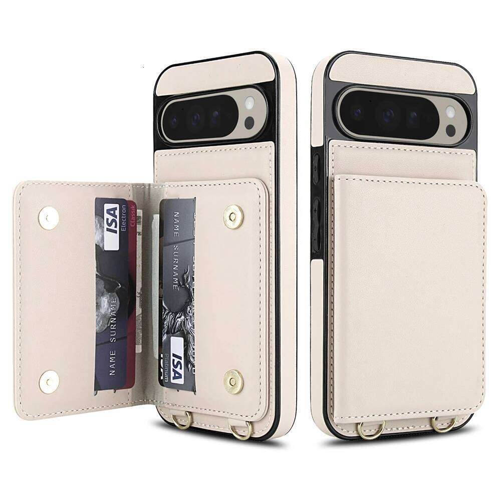 Crossbody Leather Wallet For Google Pixel 9Pro XL 9A 8A 6A 8Pro 8 9 Cover Kickstand Phone Case Card Cash Holder Strap