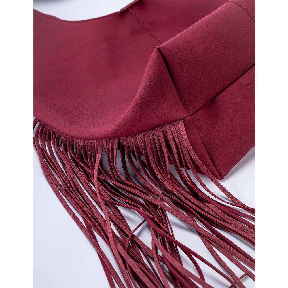 Women's Bags Designer NEW Long Tassel Shoulder Large Capacity Tote Faux Suede Handbag And Purses Half Moon Shopper Women Bag Cloud Bags