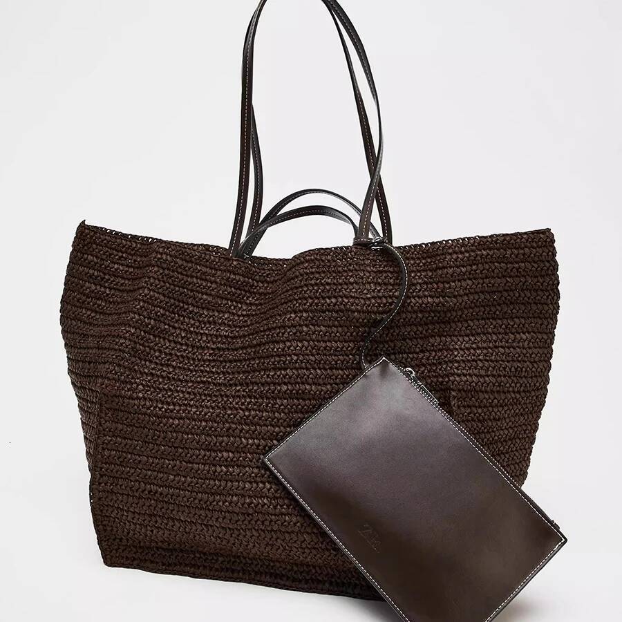 Casual Large Capacity Straw Tote Bag Designer Woven Women Shoulder Bags Handmade Summer Beach Handbags With Small Purses 2025
