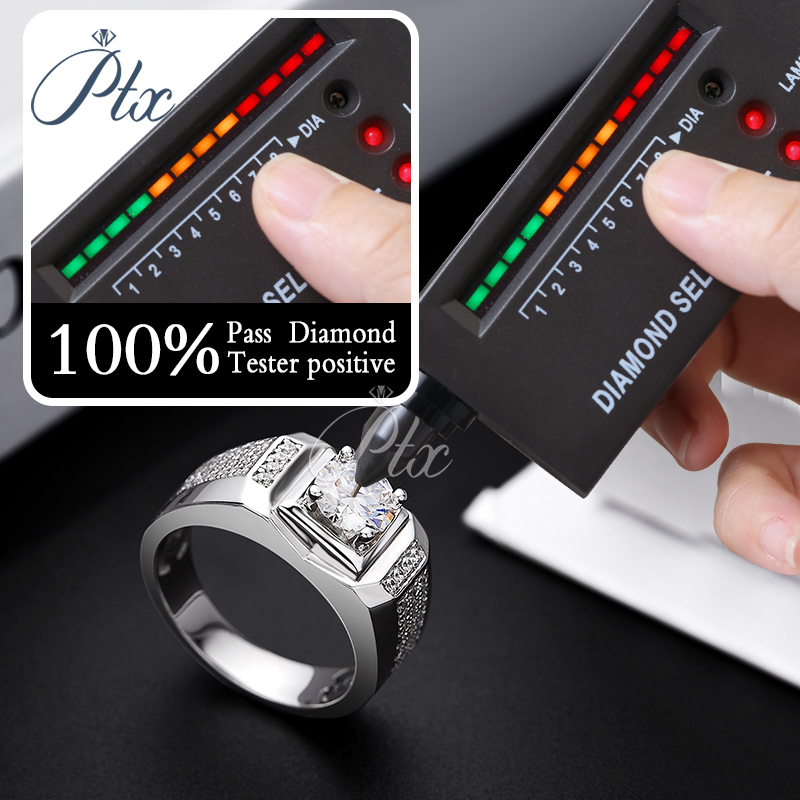 1CT Moissanite Ring Sterling Sliver 925 Men's Rings Couple Wedding Engagement Luxury White D VVS Clarify Good Quality Moissanite Mens Diamond Rin