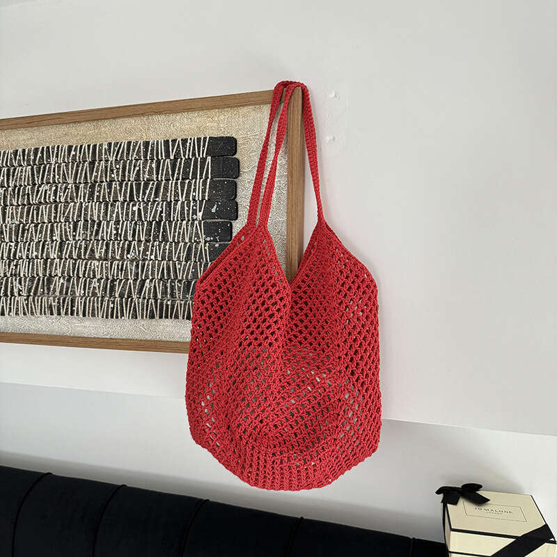 Large Capacity Hollow Cotton Rope Casual Fashion Lazy Style Vacation Shoulder Versatile Women's Commuter Bag B5